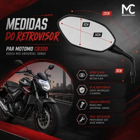 Par Retrovisor Motomo CB300 Rosca M10 Universal Honda
