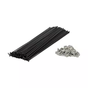36 Raios Aço Preto 255X2.0 Fino c/Niples Aro 26 Bike