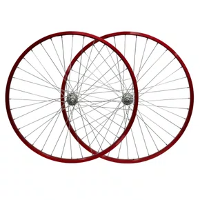 Rodas Dianteira e Traseira em Aluminio Vermelho Aro 26 Barra Circular V-Brake