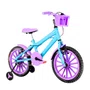 Bicicleta 16 Feminina Azul Claro Infantil Rodas Nylon Lilás