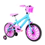 Bicicleta 16 Feminina Azul Claro Infantil Rodas Nylon Rosa