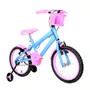 Bicicleta 16 Feminina Azul Claro Infantil Aro Aluminio Rosa