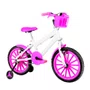 Bicicleta 16 Feminina Branca Infantil Rodas Nylon Pink