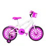 Bicicleta 16 Feminina Branca Infantil Rodas Nylon Pink