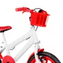 Bicicleta 16 Feminina Branca Infantil Rodas Nylon Vermelha