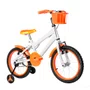 Bicicleta 16 Masculina Branca Infantil Aro Alumínio Laranja