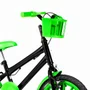 Bicicleta 16 Masculina Preta Infantil Rodas Nylon Verde