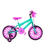 Bicicleta 16 Feminina Verde Água Infantil Rodas Nylon Pink
