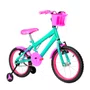 Bicicleta 16 Feminina Verde Água Infantil Aro Alumínio Pink