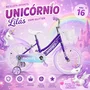 Bicicleta Infantil Aro 16 Lilás com Glitter e Cestinha Unitoys