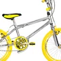 Bicicleta 20 Cromada Cross Aro Aero Amarelo com Pneu Amarelo