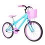 Bicicleta 20 Feminina Azul Claro Infantil Aro Alumínio Rosa
