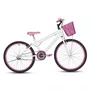 Bicicleta 24 Feminina Branca Aro Alumínio Rosa