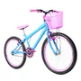 Bicicleta 24 Feminina Azul Claro Aro Aero Rosa