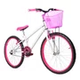 Bicicleta 24 Feminina Branca Aro Alumínio Pink
