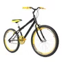 Bicicleta 24 Masculina Preta Aro Aero Amarelo