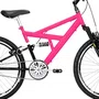Bicicleta 24 Rosa Chiclete/Preto Full Suspensão Aro Aero Preto