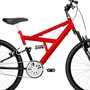 Bicicleta 24 Vermelho/Preto Full Suspensão Aro Aluminio Preto