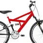 Bicicleta 24 Vermelho/Preto Full Suspensão Aro Aero Preto