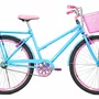 Bicicleta 26 Feminina Azul Claro Poti Aro Aero Rosa