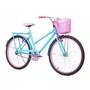 Bicicleta 26 Feminina Azul Claro Poti Aro Alumínio Rosa