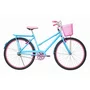 Bicicleta 26 Feminina Azul Claro Poti Aro Alumínio Rosa