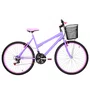 Bicicleta 26 Lilas Urbana Rebaixada Aro Aluminio Rosa 18 Marchas