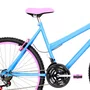 Bicicleta 26 Feminina Azul Claro Urbana Aro Alumínio Rosa 18 Marchas