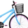 Bicicleta 26 Feminina Azul Claro Urbana Aro Alumínio Rosa 18 Marchas