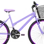 Bicicleta 26 Feminina Lilas Urbana Aro Alumínio Violeta 18 Marchas