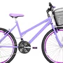 Bicicleta 26 Feminina Lilás Urbana Aro Aero Violeta 18 Marchas