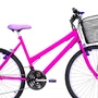 Bicicleta 26 Feminina Pink Urbana Aro Alumínio Lilás 18 Marchas
