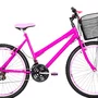 Bicicleta 26 Feminina Pink Urbana Aro Aero Rosa 18 Marchas