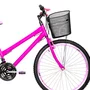 Bicicleta 26 Feminina Pink Urbana Aro Aero Rosa 18 Marchas
