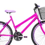 Bicicleta 26 Feminina Pink Urbana Aro Aero Violeta 18 Marchas