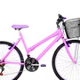 Bicicleta 26 Feminina Rosa Urbana Aro Alumínio Lilás 18 Marchas