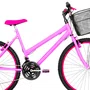 Bicicleta 26 Feminina Rosa Urbana Aro Alumínio Pink 18 Marchas