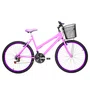 Bicicleta 26 Feminina Rosa Urbana Aro Alumínio Violeta 18 Marchas