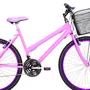 Bicicleta 26 Feminina Rosa Urbana Aro Alumínio Violeta 18 Marchas