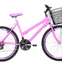 Bicicleta 26 Feminina Rosa Urbana Aro Aero Violeta 18 Marchas