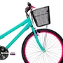Bicicleta 26 Feminina Verde Água Urbana Aro Alumínio Pink 18 Marchas