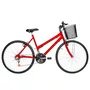 Bicicleta 26 Feminina Vermelha Urbana Aro Alumínio 18 Marchas