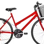 Bicicleta 26 Feminina Vermelha Urbana Aro Alumínio 18 Marchas