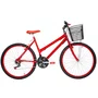 Bicicleta 26 Feminina Vermelha Urbana Aro Alumínio Vermelha 18 Marchas