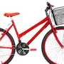 Bicicleta 26 Feminina Vermelha Urbana Aro Alumínio Vermelha 18 Marchas