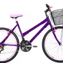 Bicicleta 26 Feminina Violeta Urbana Aro Aero Rosa 18 Marchas