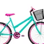 Bicicleta 26 Feminina Verde Agua Urbana Aro Aero Pink