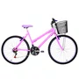 Bicicleta 26 Rosa Urbana Rebaixada Aro Aluminio Lilas 18 Marchas