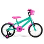 Bicicleta 16 Feminina Verde Água Infantil Aro Alumínio