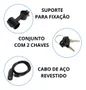 Cadeado trava Bicicleta Com Chave - 6mm X 1000mm Gta Preto